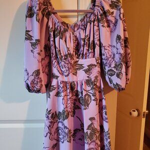 Vixen by Micheline Pitt Lavender floral vacation dress EUC
